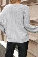 Striped Round Neck Long Sleeve Top Trendsi