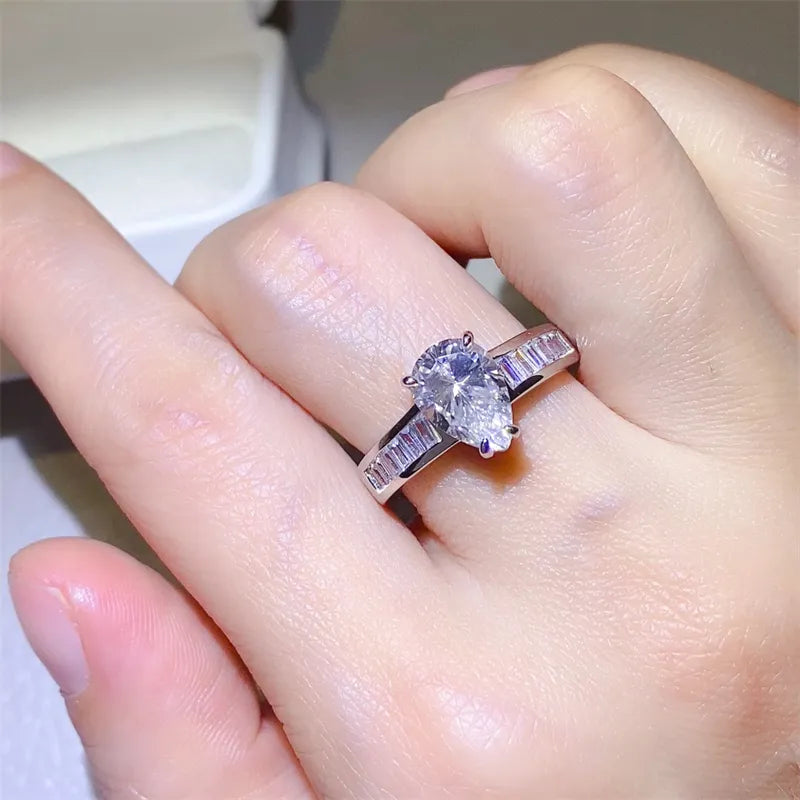 3 Carat Moissanite 925 Sterling Silver Ring Silver OutfitFlow