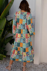 Floral Checkered V-Neck Dress OutfitFlow