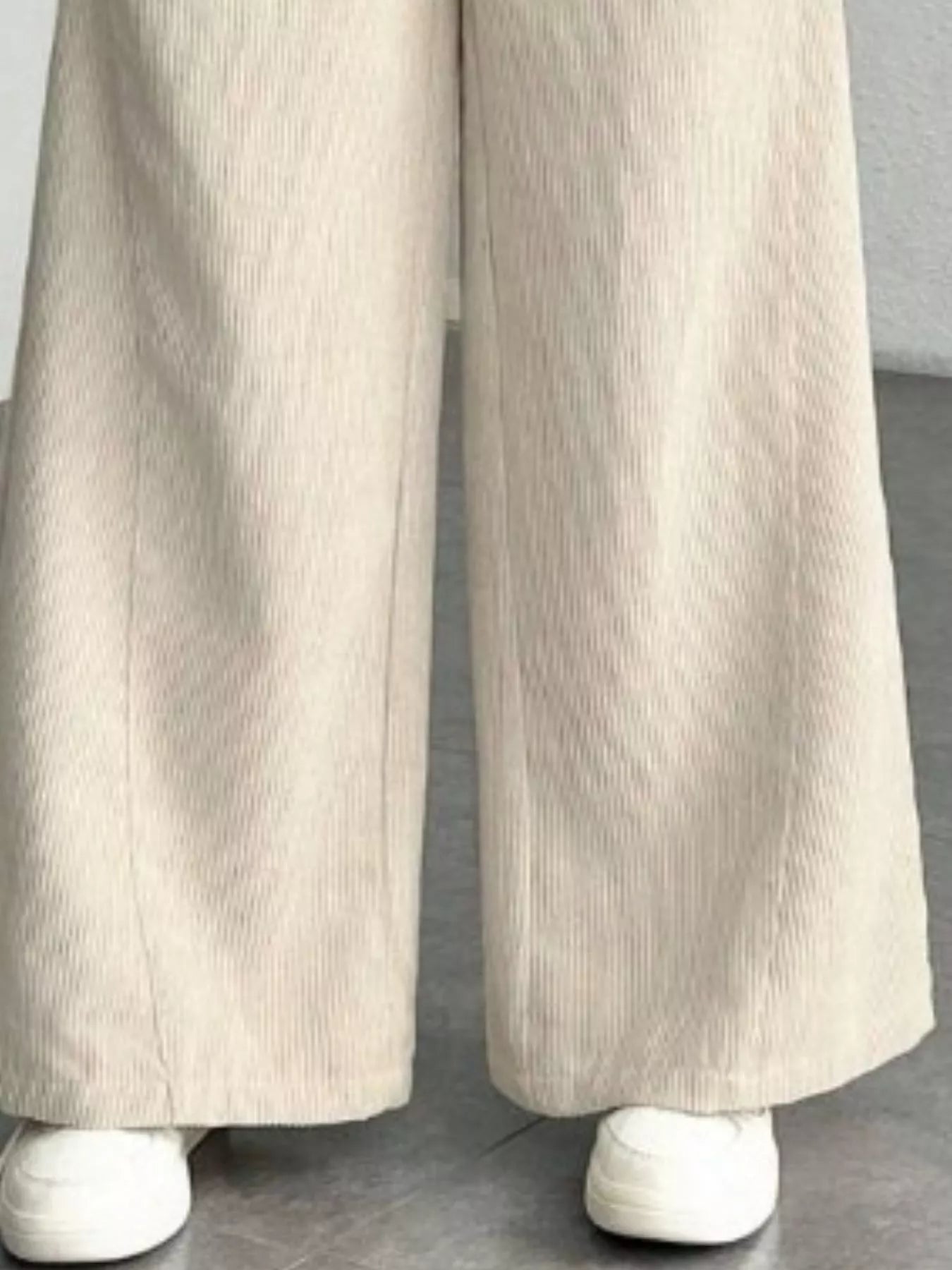 High Waist Corduroy Wide Leg Pants OutfitFlow