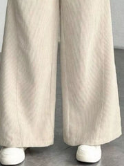 High Waist Corduroy Wide Leg Pants OutfitFlow