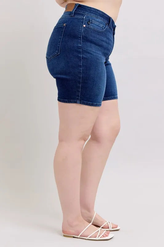 Judy Blue Full Size High Waist V-Front Bermuda Plus Size OutfitFlow
