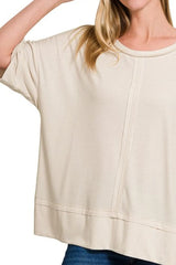 Zenana Ribbed Boat Neck 3/4 Sleeve Top OutfitFlow