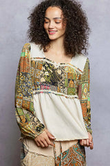 POL Balloon Sleeve Peplum Blouse with Trim Detail OutfitFlow