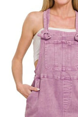 Zenana Washed Knot Strap Relaxed Fit Overalls OutfitFlow