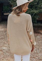 Outfit Flow - HELLO Flower Round Neck Long Sleeve Sweater