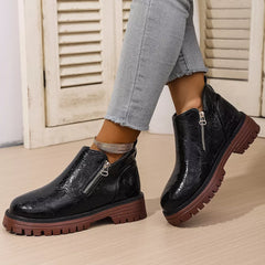 Round Toe Block Heels Boots OutfitFlow