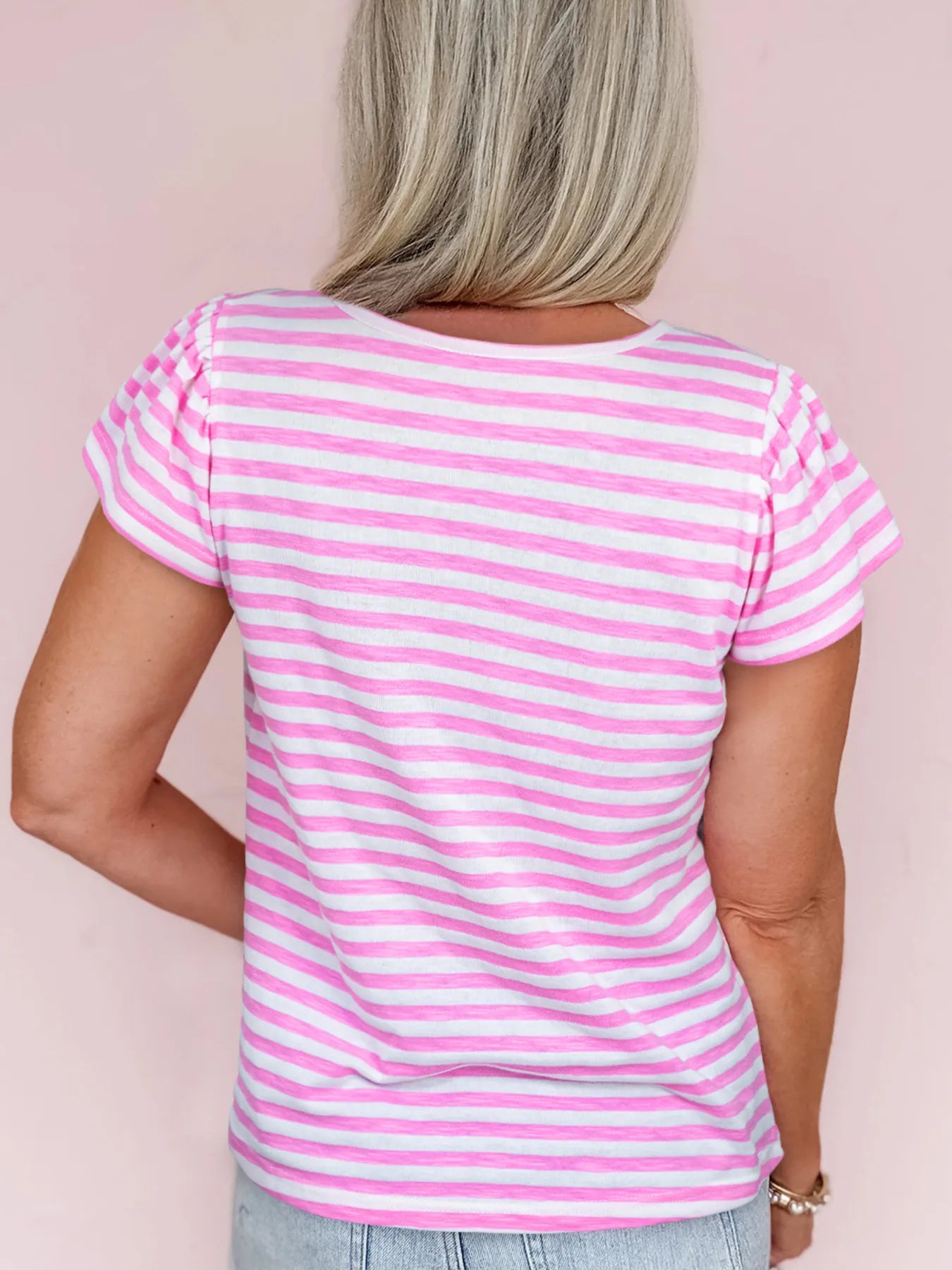 Striped V-Neck T-Shirt OutfitFlow