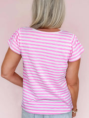 Striped V-Neck T-Shirt OutfitFlow