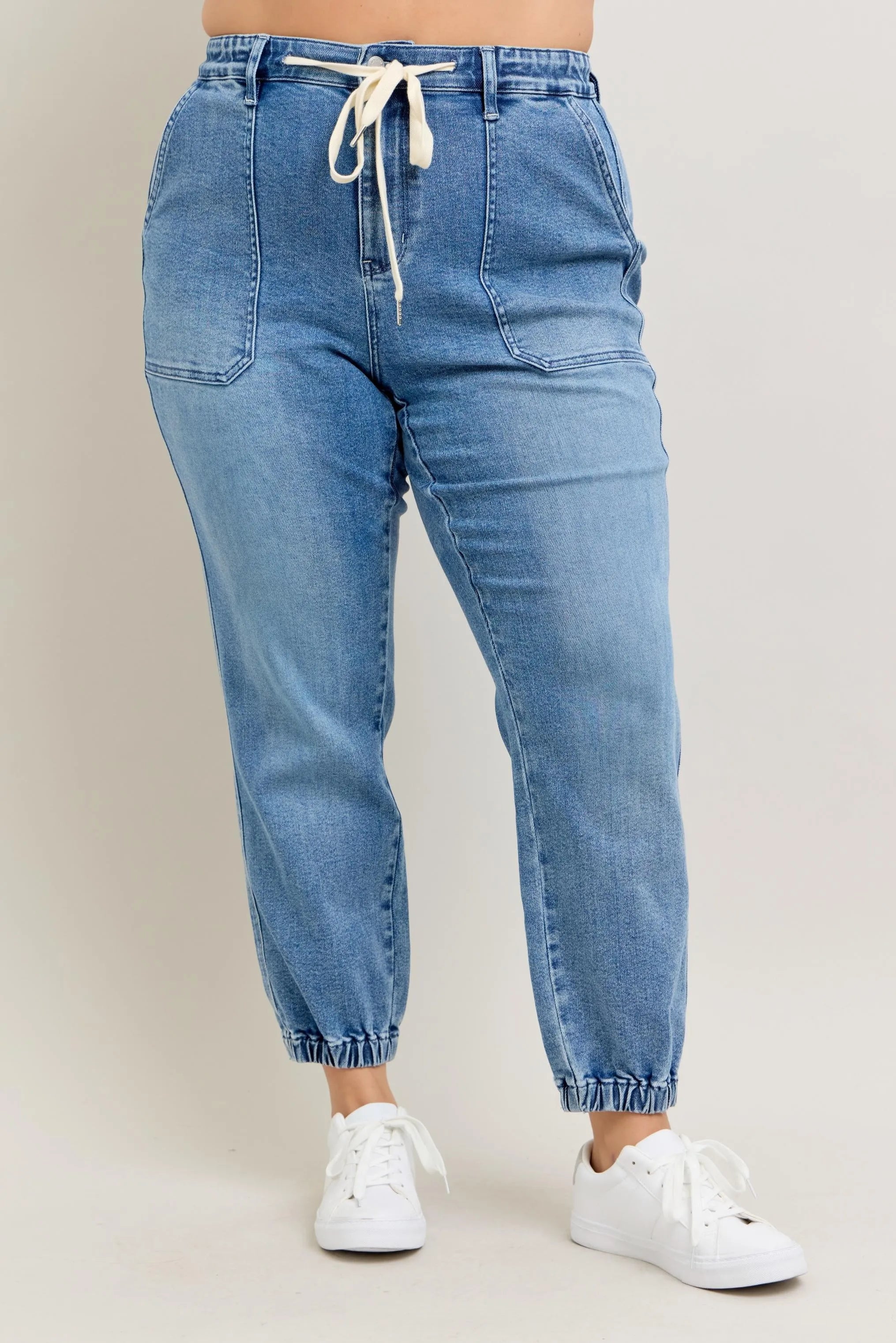 Judy Blue Full Size High Waist Denim Jogger Plus Size OutfitFlow