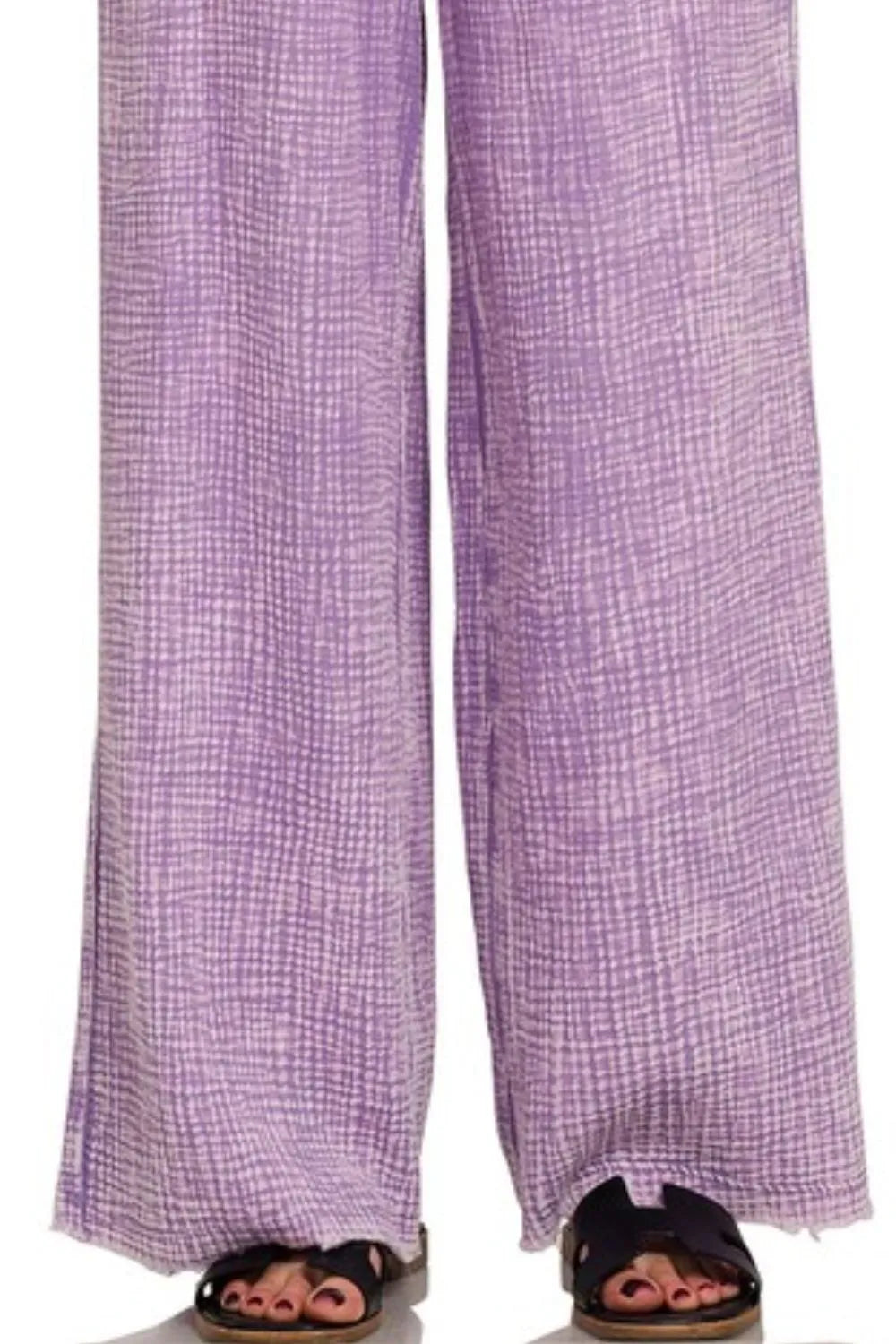Zenana Washed Double Gauze Elastic Band Waist Pants OutfitFlow