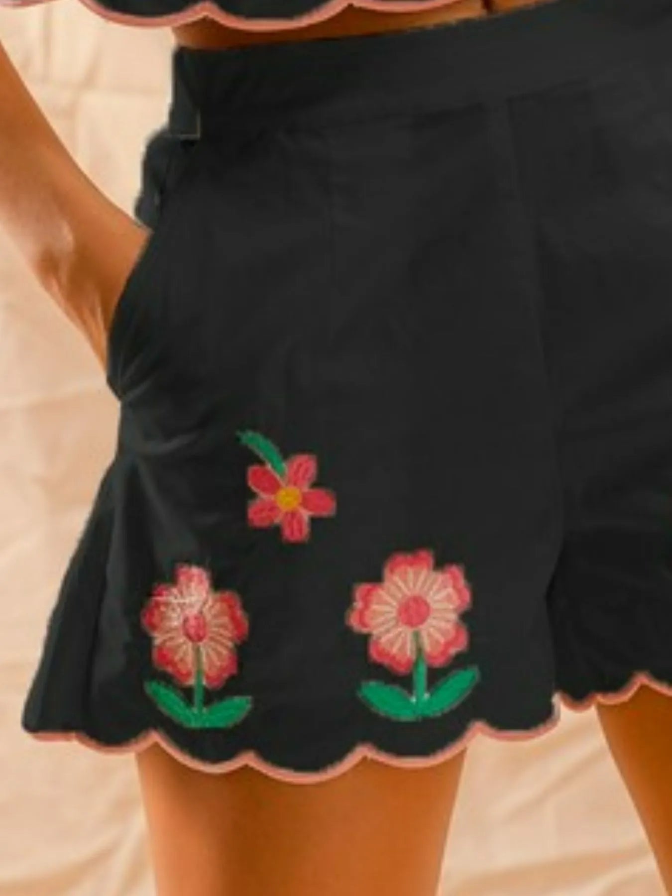 SO ME Flower Embroidered Tank Top and Shorts Set OutfitFlow