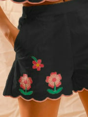 SO ME Flower Embroidered Tank Top and Shorts Set OutfitFlow