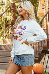 Pumpkin Graphic Long Sleeve Sweatshirt OutfitFlow