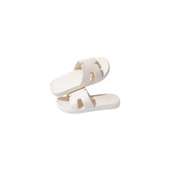 Open Toe Platform Slippers Tan OutfitFlow