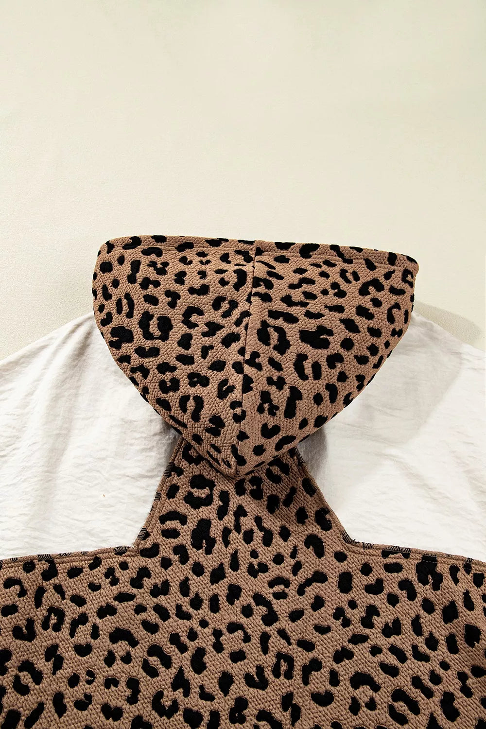 Drawstring Leopard Long Sleeve Hooded Jacket OutfitFlow