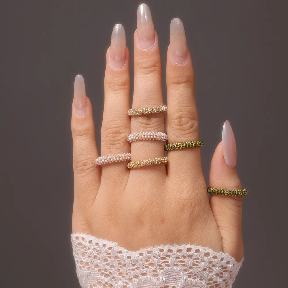 18K Gold-Plated Inlaid Zircon Ring OutfitFlow