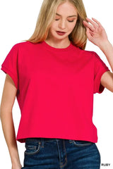 Zenana Premium Cotton Relaxed Crop Tee RUBY OutfitFlow