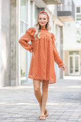 And The Why Lovely Ruffle Shoulder with Textured Woven Dress OutfitFlow
