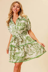BiBi Woven Printed Tiered Dress OutfitFlow