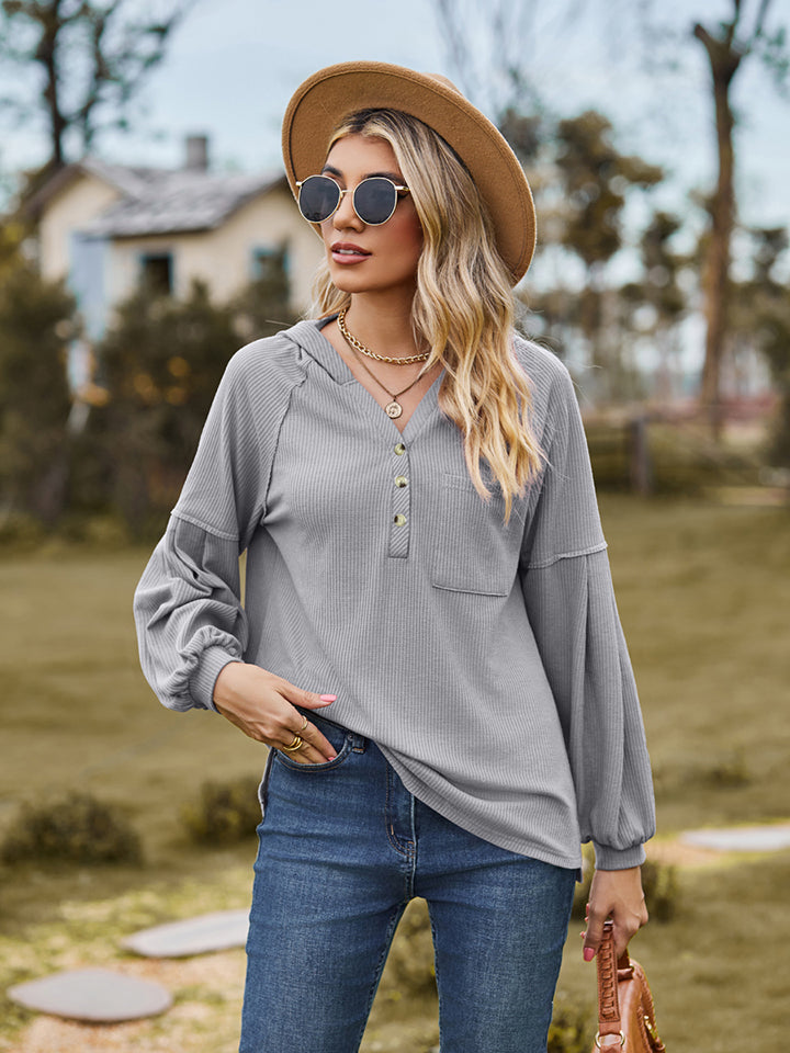 Outfit Flow - Dropped Shoulder Button-Down Hoodie