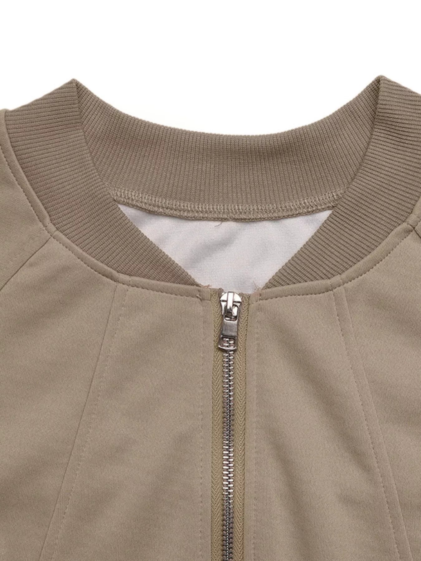 Zip Up Raglan Sleeve Jacket Trendsi