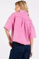 Mittoshop Mineral Wash Boxy Short Sleeve Button Down Shirt OutfitFlow