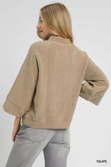 Umgee Textured Knit V-Neck Top Trendsi