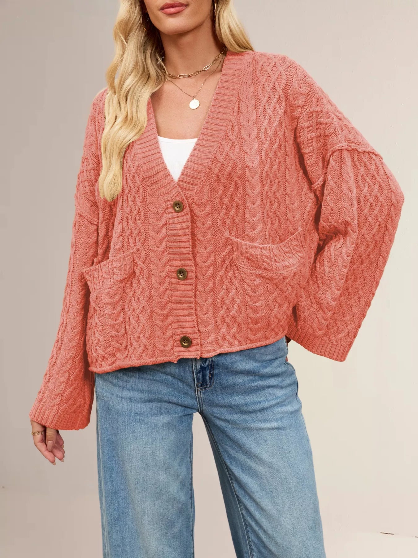 Cable Knit Button-Down Cardigan OutfitFlow