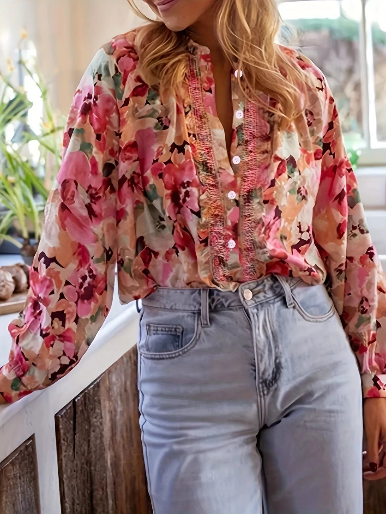 Floral Print Button Up Shirt OutfitFlow
