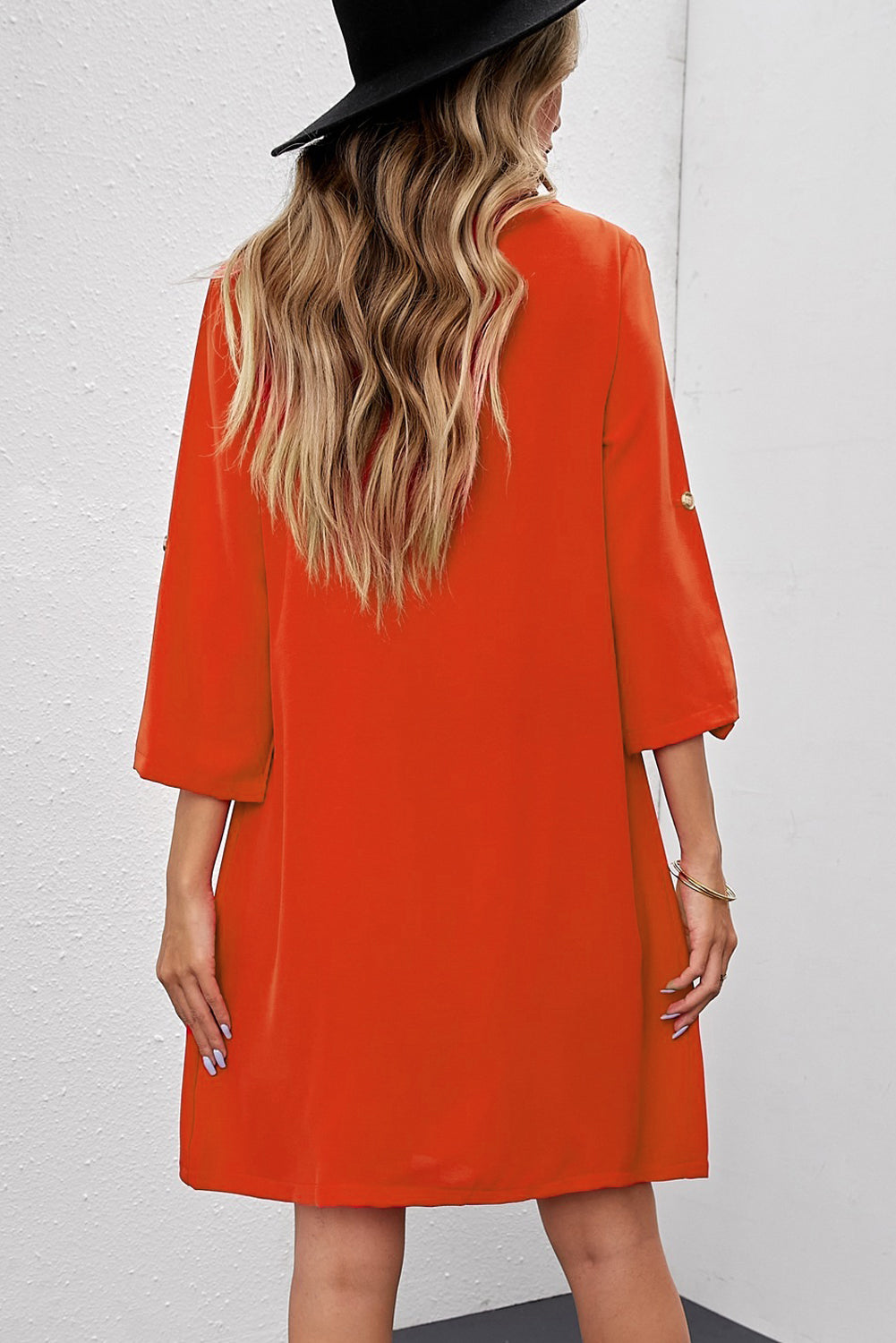 Buttoned V-Neck Dress OutfitFlow