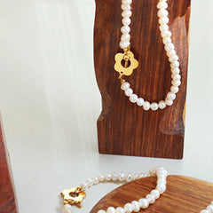 Titanium Steel Pearl Flower Bracelet OutfitFlow