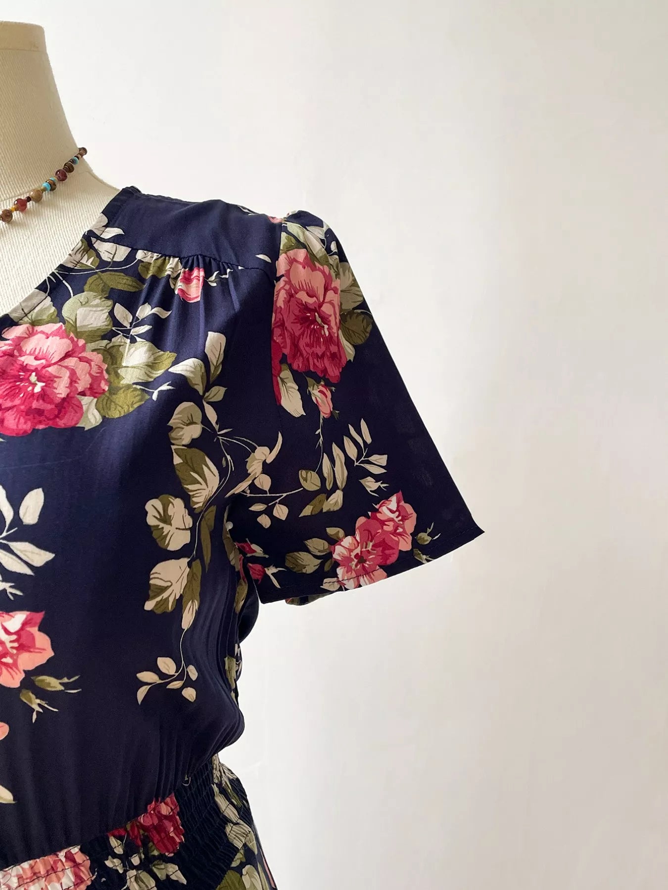 Plus Size Floral Print Short Sleeves V-Neck Dress OutfitFlow