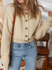 Button Front Cropped Cardigan OutfitFlow