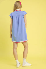 Umgee Contrast Trim Cap Sleeve Mini Dress OutfitFlow