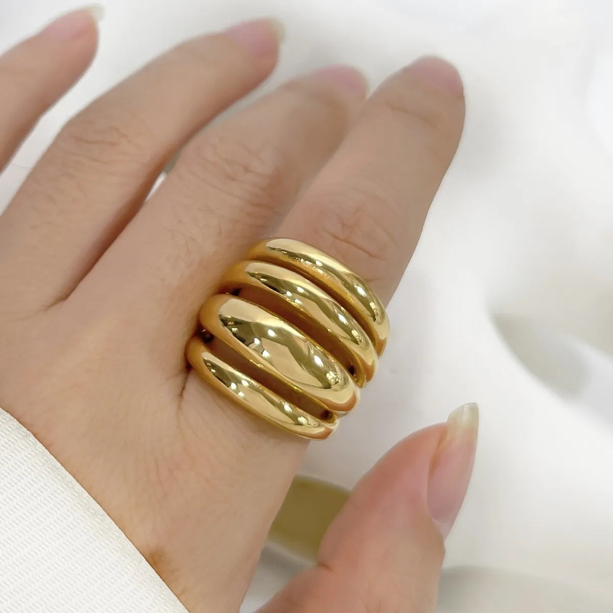 18K Gold-Plated Multi-Layer Statement Ring Gold OutfitFlow