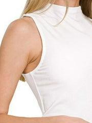 Zenana Ribbed Sleeveless Mock Neck Top OutfitFlow