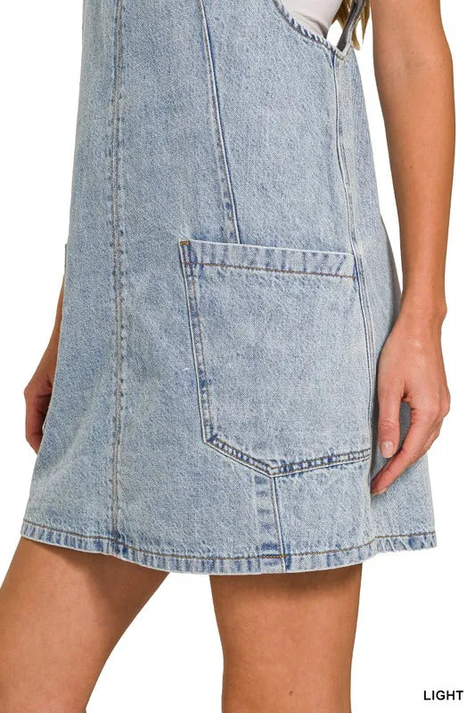 Zenana Denim Overall Mini Dress OutfitFlow