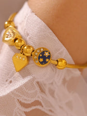 Stainless Steel Rhinestone Charm Bracelet OutfitFlow