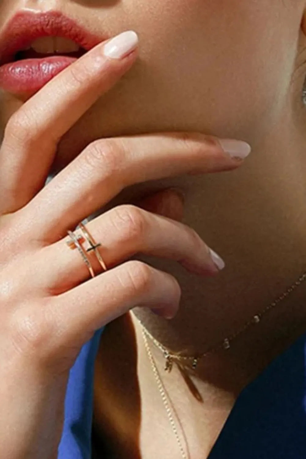 925 Sterling Silver Inland Zircon Cross Ring OutfitFlow