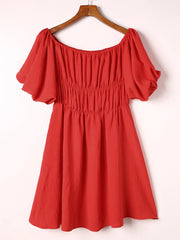 Off-Shoulder Puff Sleeve Mini Dress OutfitFlow