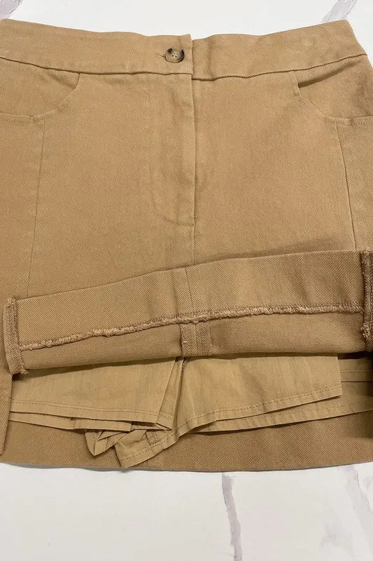 Annie Wear Comfort Stretch Cotton Slit Detailed Mini Skirt OutfitFlow
