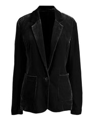 Pocketed Button Up Lapel Collar Blazer OutfitFlow