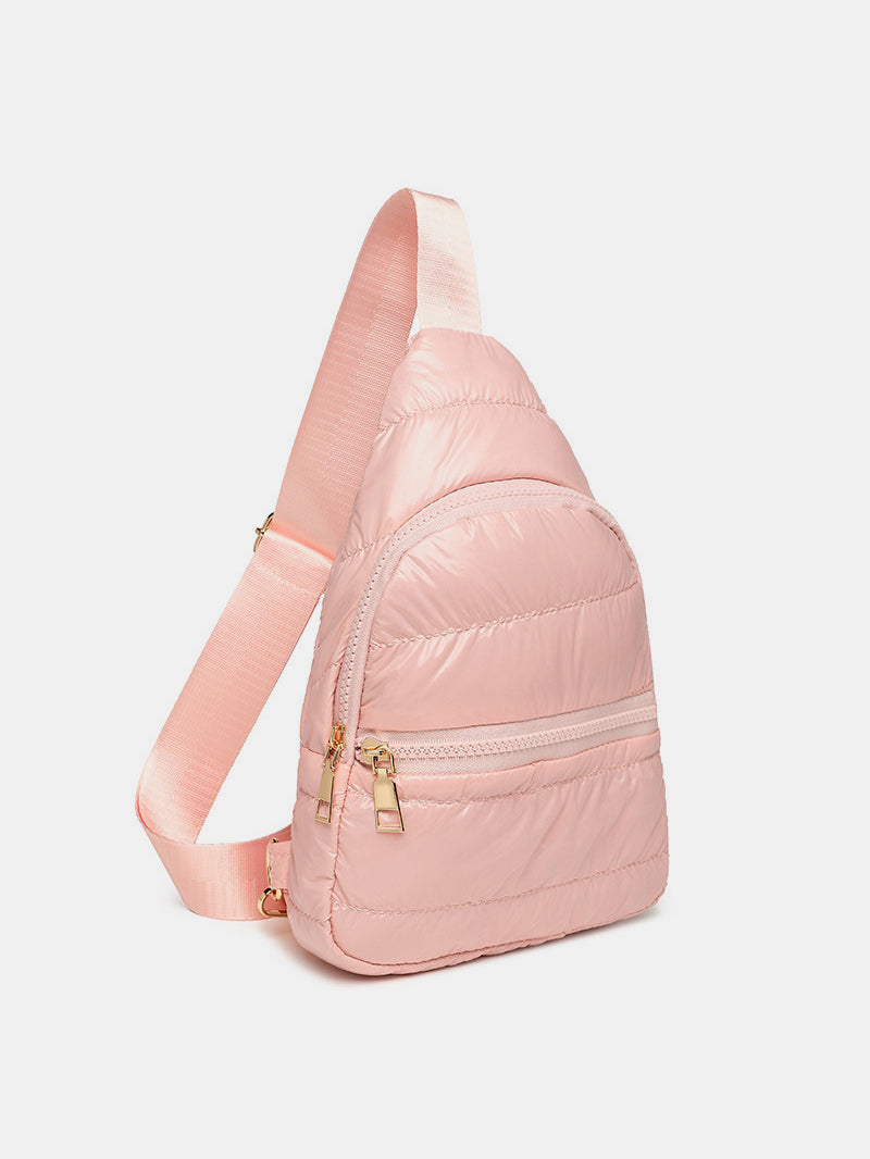 Outfit Flow - Quilted Adjustable Strap Puffy Sling Bag