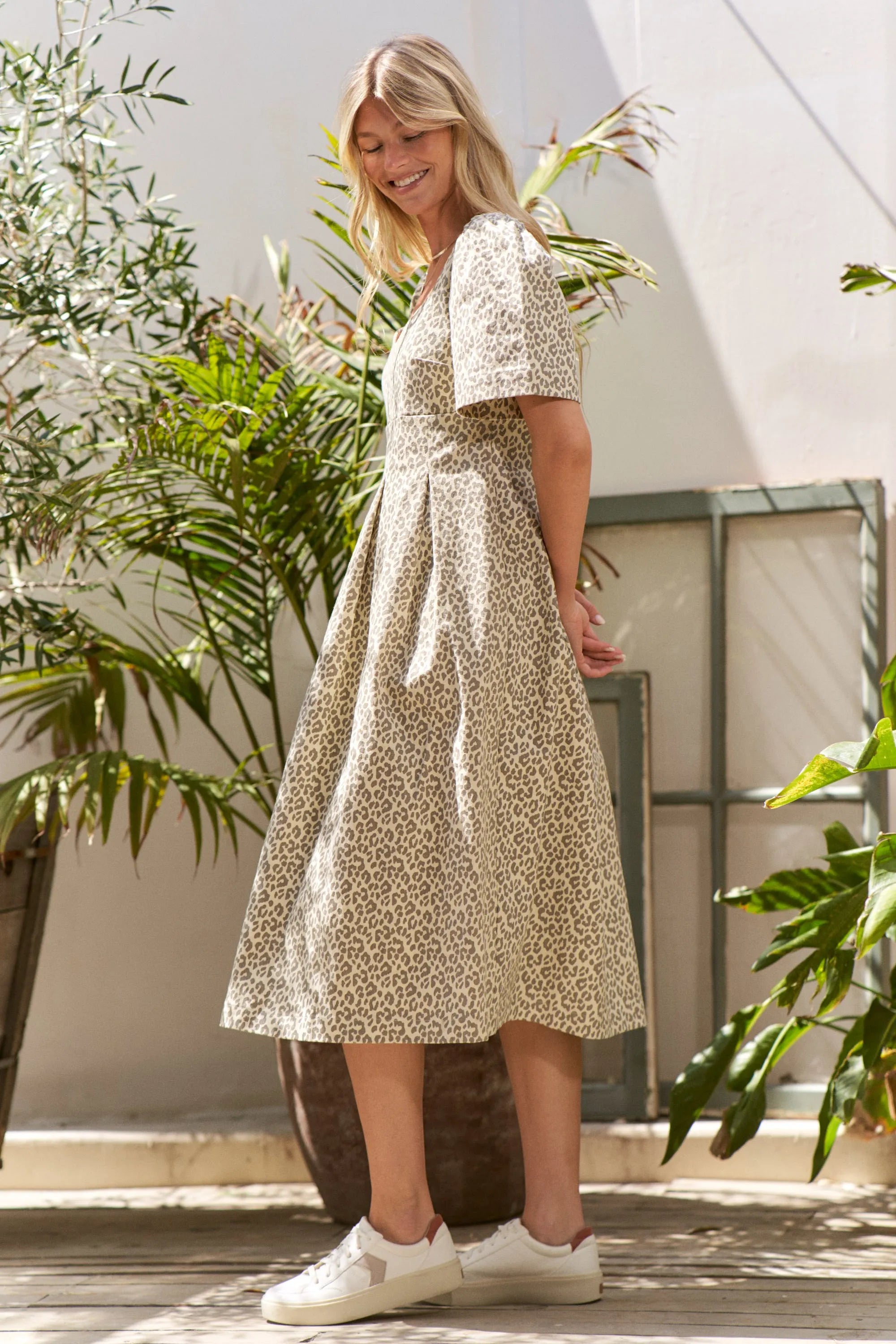 Jade By Jane Leopard Print Bell Sleeve Midi Dress OutfitFlow