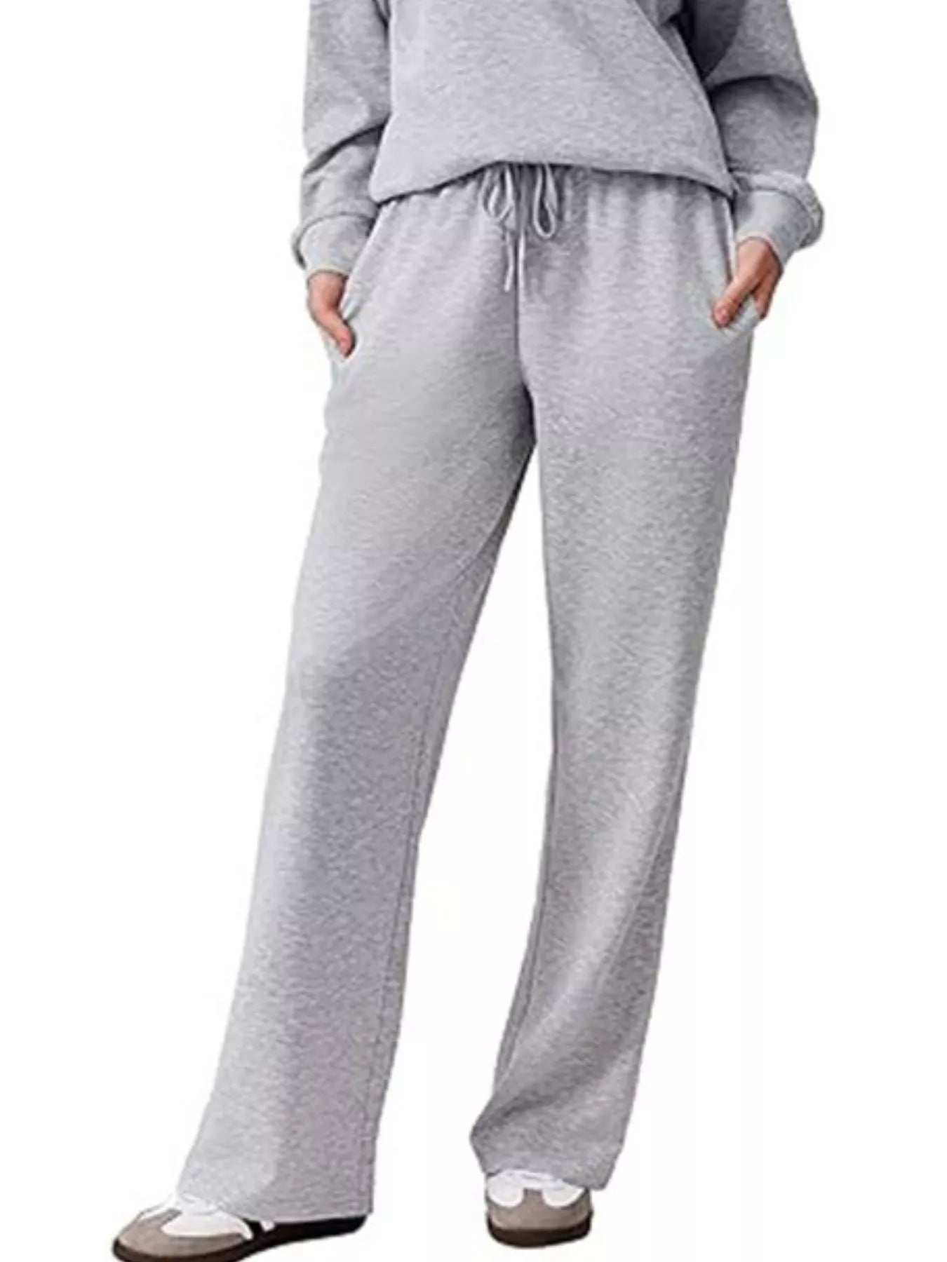 Zip Collar Dropped Shoulder Top and Pants Set OutfitFlow