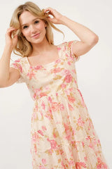 And The Why Square Neck Tiered Floral Fishnet Dress OutfitFlow
