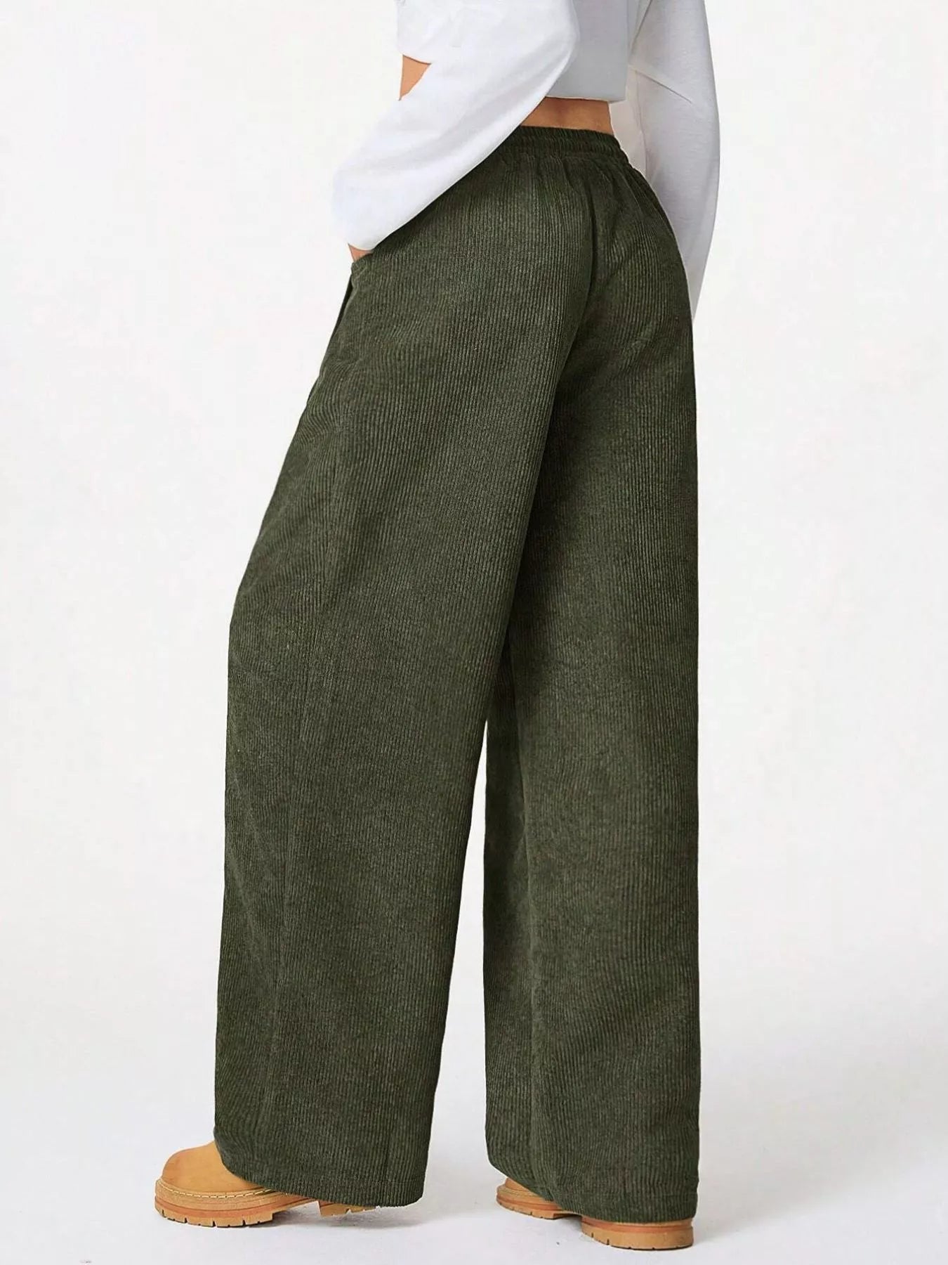 Wide Leg Corduroy Drawstring Pants OutfitFlow