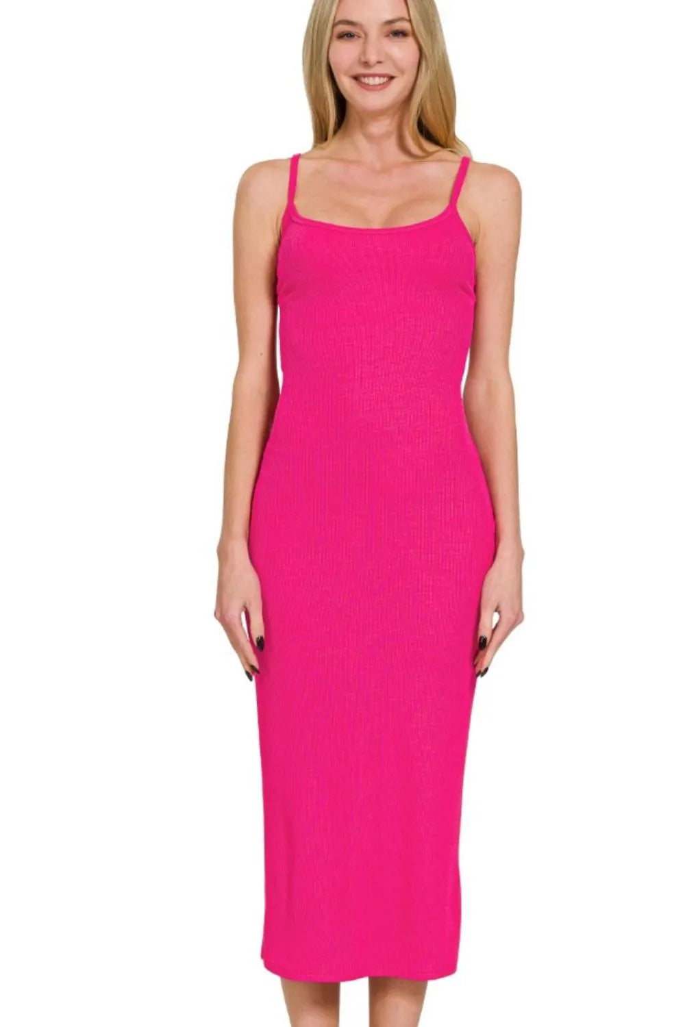 Zenana Ribbed Bodycon Midi Dress OutfitFlow