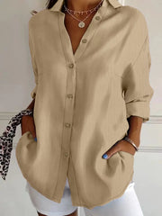Plus Size Casual Long Sleeve Button-Down Shirt OutfitFlow